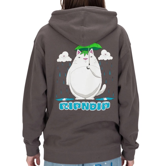NEW RIPNDIP Splish Splash Charcoal Hoodie Unisex Size Small (Totoro Inspired) - Picture 1 of 8